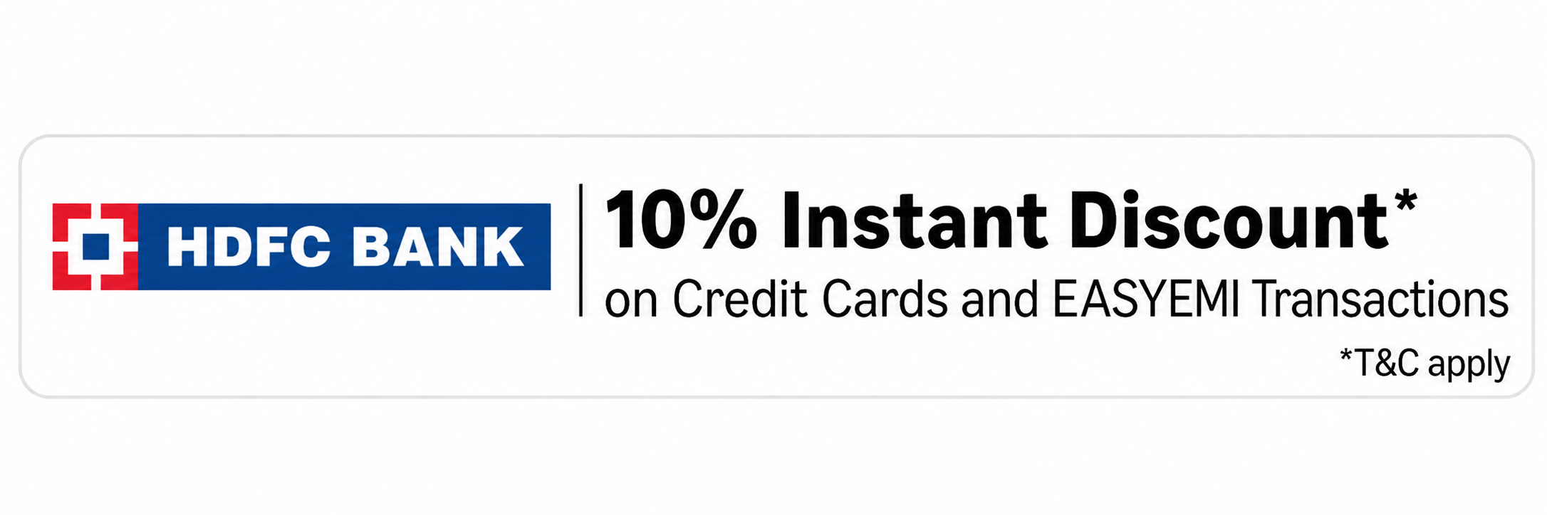 HDFC 10% instant discount showing at Amazon checkout